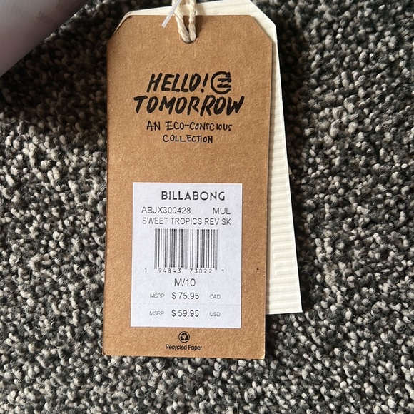 NWT Billabong Sweet Tropics Skinny Mini floral bikini top reversible surf swim - Picture 4 of 6